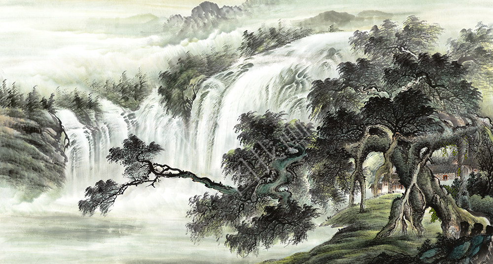 近现代山水国画《山水之间》