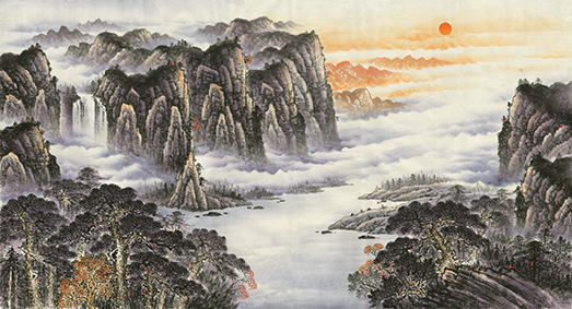 近现代山水水墨风景画国画,近现代山水,水墨画,彩墨画