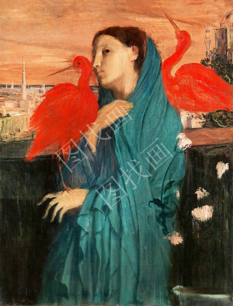 法国 德加 女子与朱鹭 48x63cm