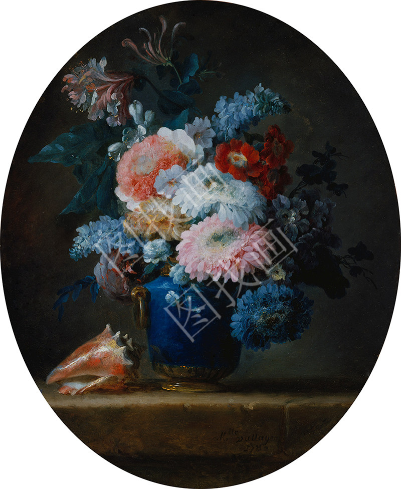 法国 科斯特 花瓶里的鲜花和海螺 50x61cm
