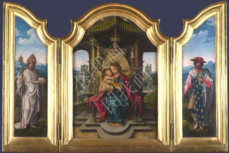 Triptych: Virgin and Child, a Bishop-Saint, and Saint Louis