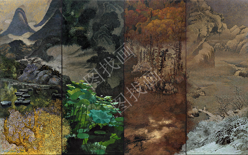 近现代 高行健 春夏秋冬 80x130cm