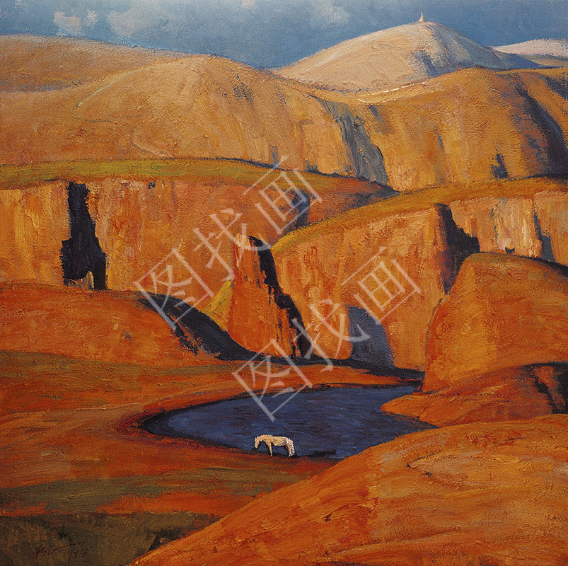 近现代-朱乃正-陇中寂寂-40x40cm
