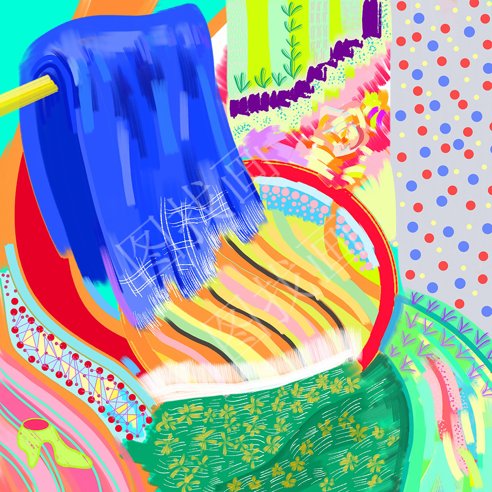 （8） 王扬武   蓝色毛巾，绿色地毯  361x361cm
